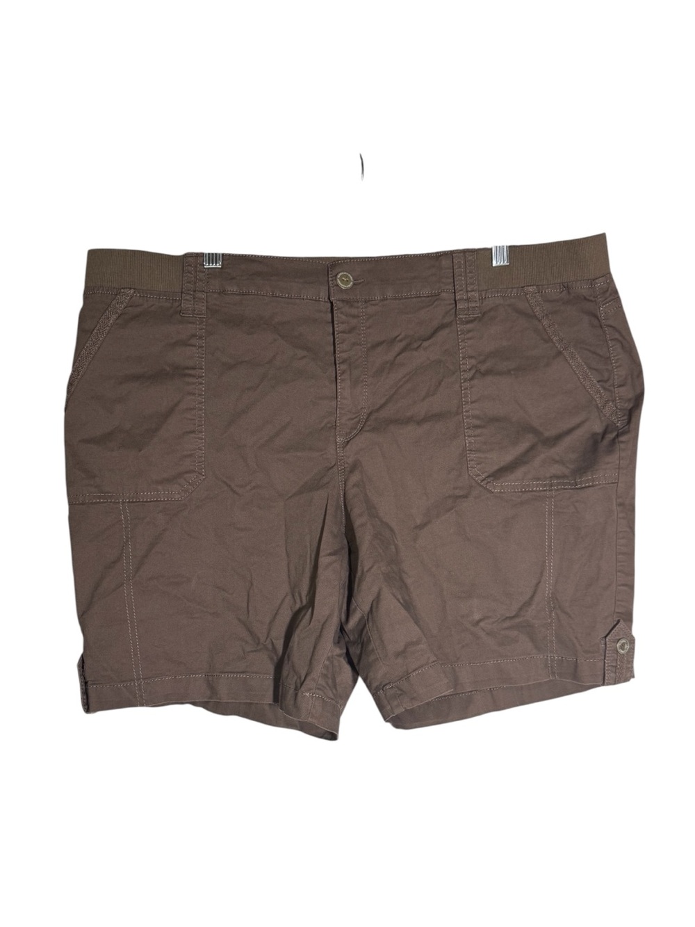 Gloria Vanderbilt Bermuda Cargo Shorts Brown Size 16W Khaki Pockets - Picture 1 of 8